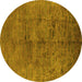 Round Oriental Yellow Industrial Rug, urb1687yw