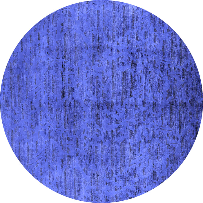 Round Oriental Blue Industrial Rug, urb1687blu