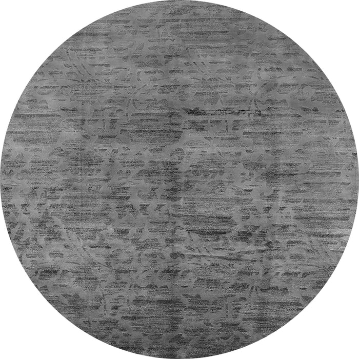 Round Oriental Gray Industrial Rug, urb1687gry