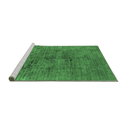 Sideview of Machine Washable Oriental Emerald Green Industrial Area Rugs, wshurb1687emgrn