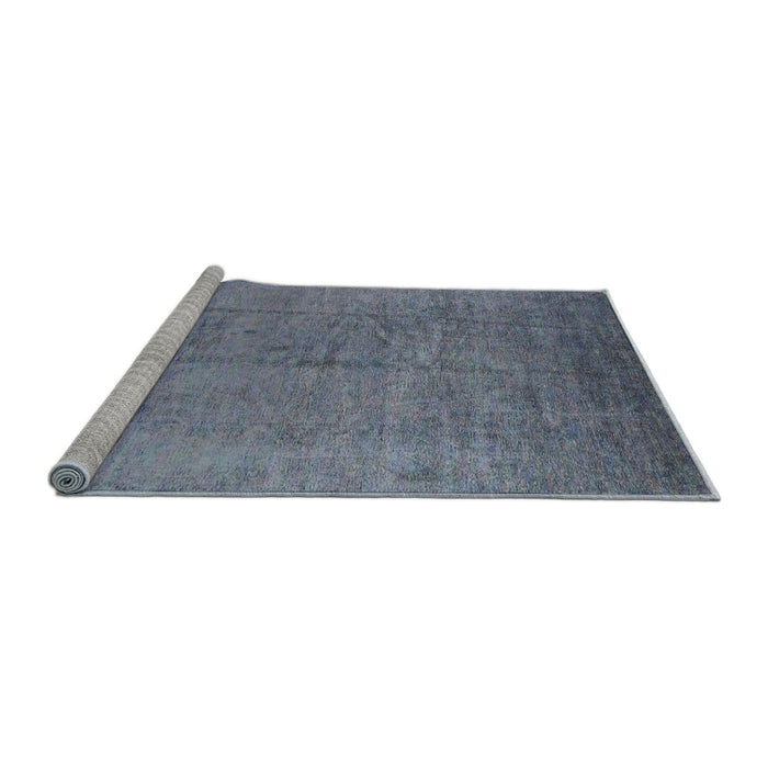 Sideview of Machine Washable Industrial Modern Azure Blue Rug, wshurb1688