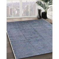 Mid-Century Modern Azure Blue Oriental Rug, urb1688