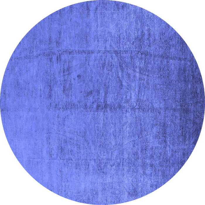 Round Machine Washable Oriental Blue Industrial Rug, wshurb1688blu