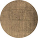 Round Oriental Brown Industrial Rug, urb1688brn