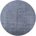 Round Mid-Century Modern Azure Blue Oriental Rug, urb1688