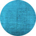 Round Oriental Light Blue Industrial Rug, urb1688lblu