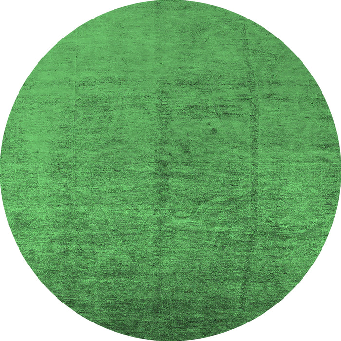 Round Machine Washable Oriental Emerald Green Industrial Area Rugs, wshurb1688emgrn