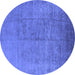 Round Oriental Blue Industrial Rug, urb1688blu