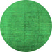 Round Oriental Green Industrial Rug, urb1688grn