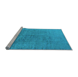 Sideview of Machine Washable Oriental Light Blue Industrial Rug, wshurb1688lblu