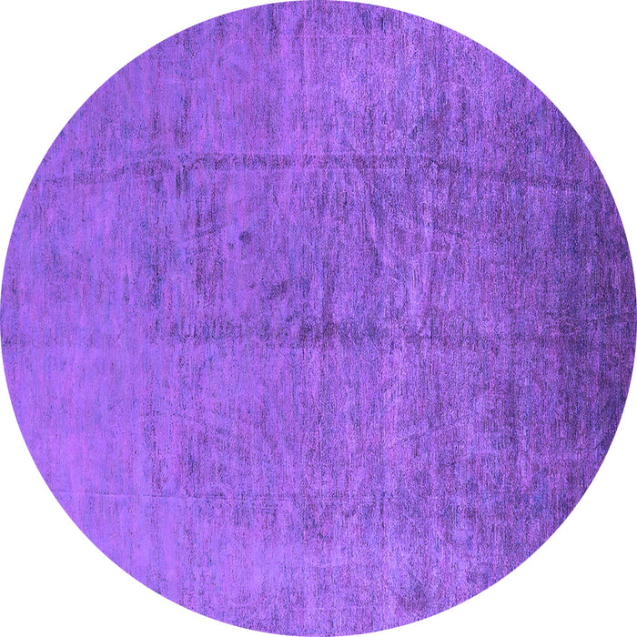 Round Machine Washable Oriental Purple Industrial Area Rugs, wshurb1688pur