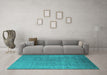 Machine Washable Oriental Turquoise Industrial Area Rugs in a Living Room,, wshurb1688turq