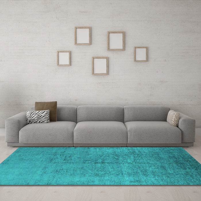Machine Washable Oriental Turquoise Industrial Area Rugs in a Living Room,, wshurb1688turq