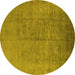 Round Oriental Yellow Industrial Rug, urb1688yw