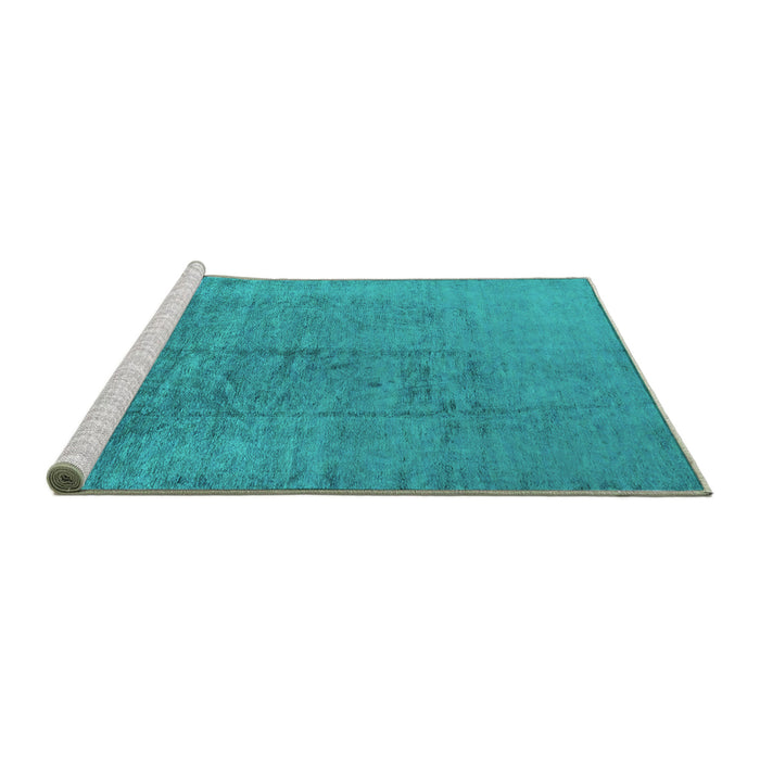 Sideview of Machine Washable Oriental Turquoise Industrial Area Rugs, wshurb1688turq