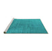 Sideview of Machine Washable Oriental Turquoise Industrial Area Rugs, wshurb1688turq