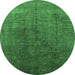 Round Oriental Emerald Green Industrial Rug, urb1689emgrn