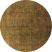 Round Oriental Brown Industrial Rug, urb1689brn