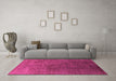 Machine Washable Oriental Pink Industrial Rug in a Living Room, wshurb1689pnk