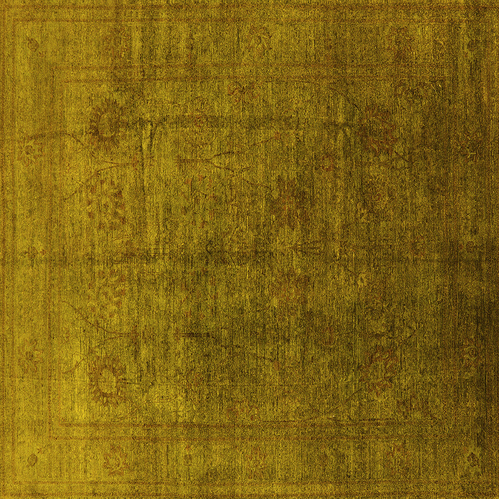 Square Machine Washable Oriental Yellow Industrial Rug, wshurb1689yw