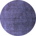 Round Machine Washable Oriental Blue Industrial Rug, wshurb1689blu