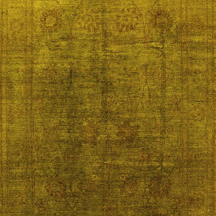Machine Washable Oriental Yellow Industrial Rug, wshurb1689yw