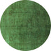 Round Oriental Turquoise Industrial Rug, urb1689turq