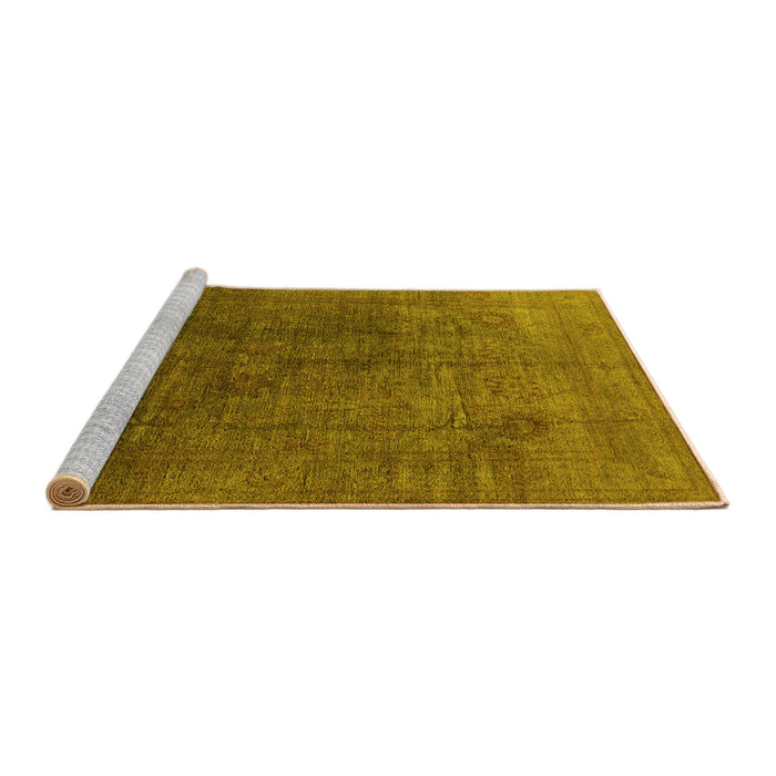 Sideview of Machine Washable Oriental Yellow Industrial Rug, wshurb1689yw
