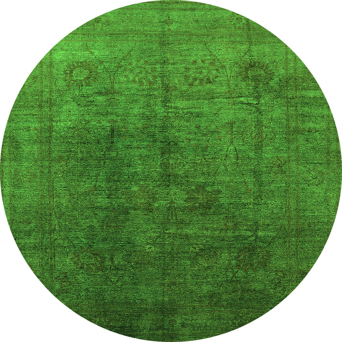 Round Oriental Green Industrial Rug, urb1689grn
