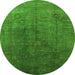 Round Oriental Green Industrial Rug, urb1689grn