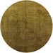 Round Mid-Century Modern Dark Bronze Brown Oriental Rug, urb1689