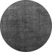 Round Machine Washable Oriental Gray Industrial Rug, wshurb1689gry