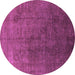Round Machine Washable Oriental Purple Industrial Area Rugs, wshurb1689pur