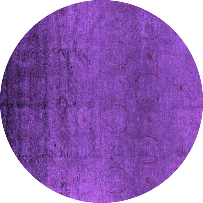 Round Machine Washable Oriental Purple Industrial Area Rugs, wshurb1690pur