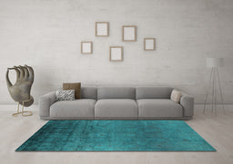 Machine Washable Oriental Turquoise Industrial Area Rugs in a Living Room,, wshurb1690turq