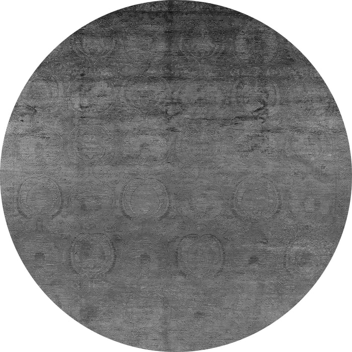 Round Machine Washable Oriental Gray Industrial Rug, wshurb1690gry