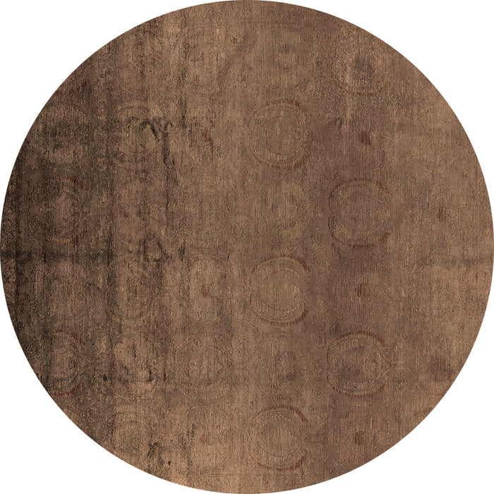 Round Machine Washable Oriental Brown Industrial Rug, wshurb1690brn