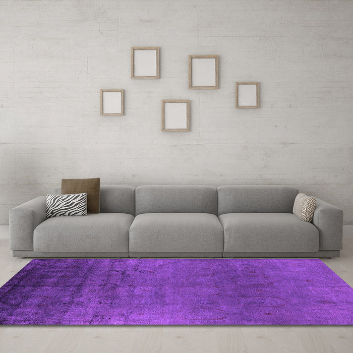 Machine Washable Oriental Purple Industrial Area Rugs in a Living Room, wshurb1690pur