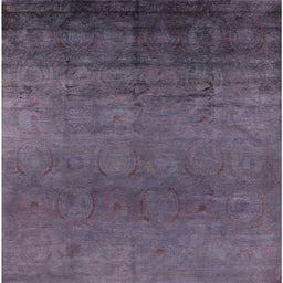 Square Mid-Century Modern Plum Purple Oriental Rug, urb1690