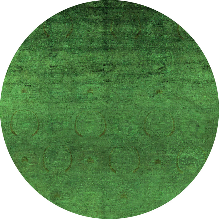 Round Oriental Green Industrial Rug, urb1690grn