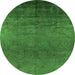 Round Oriental Green Industrial Rug, urb1690grn