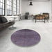 Round Machine Washable Industrial Modern Plum Purple Rug in a Office, wshurb1690