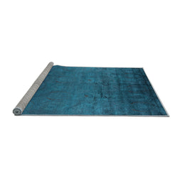 Sideview of Machine Washable Oriental Light Blue Industrial Rug, wshurb1690lblu
