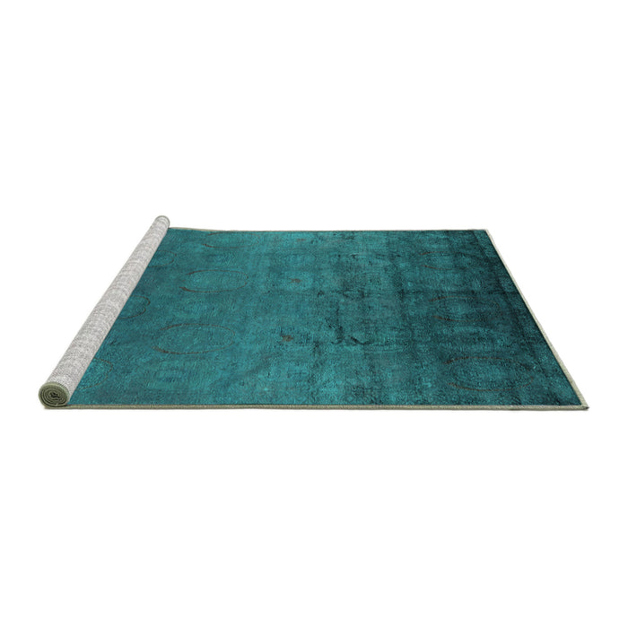 Sideview of Machine Washable Oriental Turquoise Industrial Area Rugs, wshurb1690turq