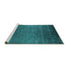 Sideview of Machine Washable Oriental Turquoise Industrial Area Rugs, wshurb1690turq