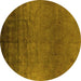 Round Oriental Yellow Industrial Rug, urb1690yw