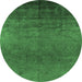 Round Oriental Emerald Green Industrial Rug, urb1690emgrn