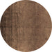 Round Oriental Brown Industrial Rug, urb1690brn