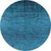 Round Oriental Light Blue Industrial Rug, urb1690lblu