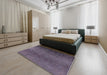 Mid-Century Modern Plum Purple Oriental Rug in a Bedroom, urb1690